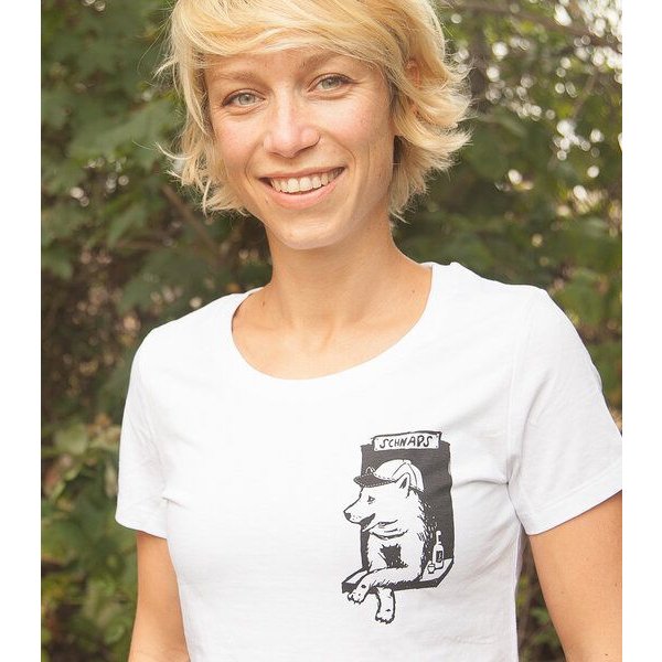 Husky-Bar mit Schnaps - Brust Motiv - päfjes Fair Wear Frauen T-Shirt - White