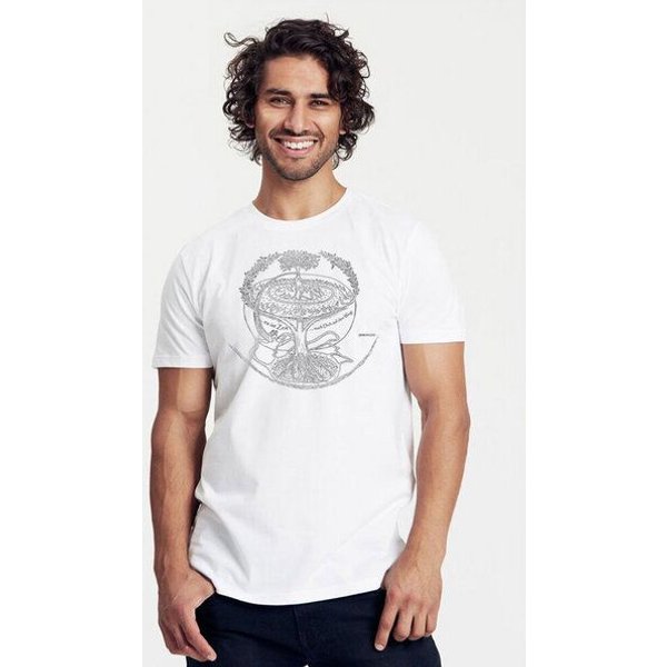 Peaces.bio - handbedruckte Biomode Bio-Herren-T-Shirt "Weltenesche"