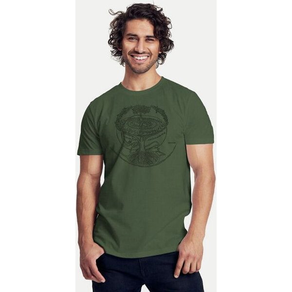 Peaces.bio - handbedruckte Biomode Bio-Herren-T-Shirt "Weltenesche"