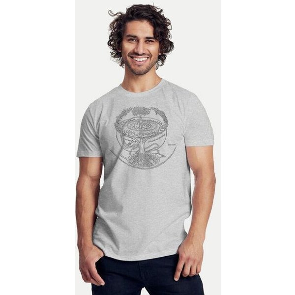 Peaces.bio - handbedruckte Biomode Bio-Herren-T-Shirt "Weltenesche"