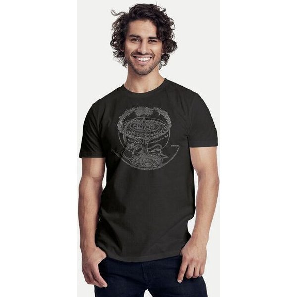 Peaces.bio - handbedruckte Biomode Bio-Herren-T-Shirt "Weltenesche"
