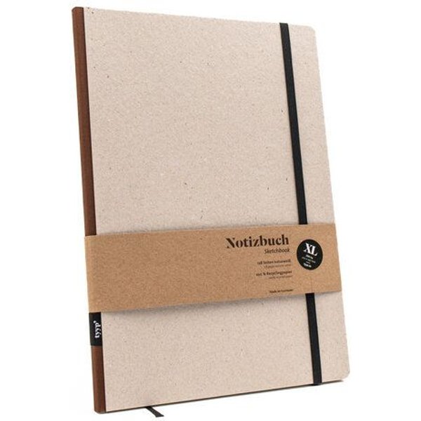 Skizzenbuch DIN A4 nachhaltig – 100% Recyclingpapier (Blauer Engel) – made in Germany – Klassik GRAU by tyyp