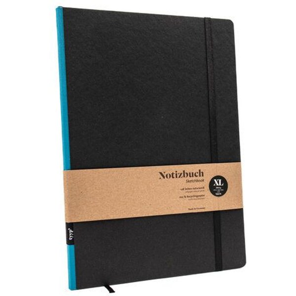 Skizzenbuch DIN A4 schwarz – 100% Recyclingpapier (Blauer Engel) – made in Germany – Klassik Schwarz by tyyp