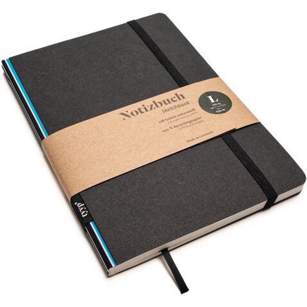 tyyp Notizbuch A5 schwarz – 100% Recyclingpapier – handmade – Klassik