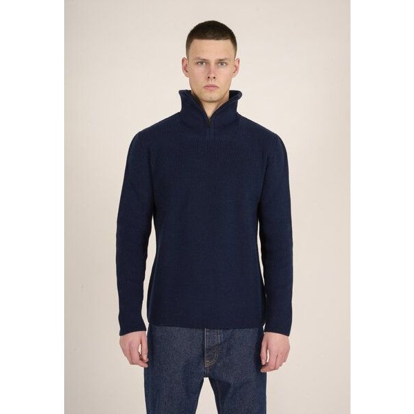 KnowledgeCotton Apparel Troyer - 1/2 neck zip merino wool rib knit - aus Bio-Wolle