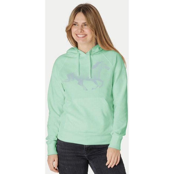 Peaces.bio - handbedruckte Biomode Bio-Damen-Kapuzensweater Horsepower