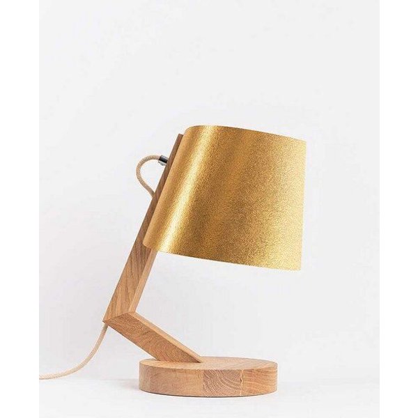 ALMUT von Wildheim dimmbare Tischlampe aus Eiche mit Lampenschirm aus Naturmaterialien