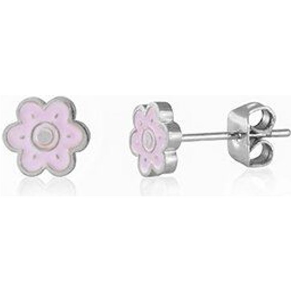 Lila Flower Power Blumen Ohrstecker in 7 x 6 mm von Elektropulli