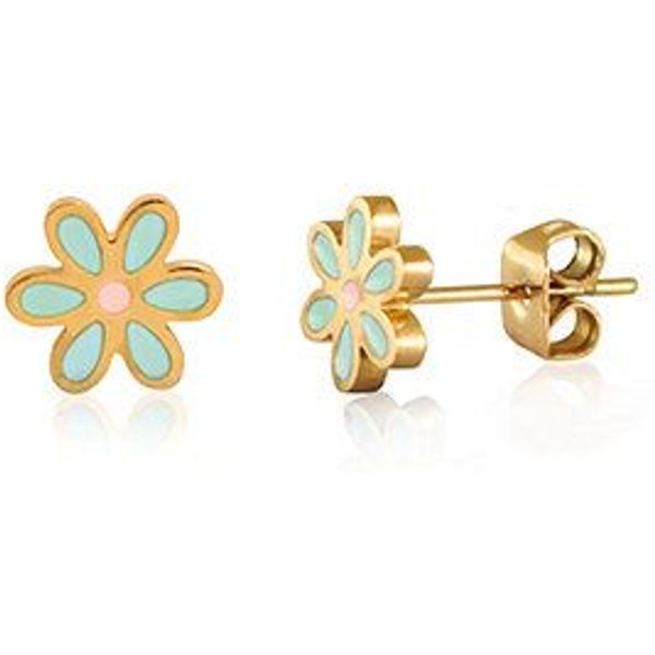 Türkise Flower Power Blumen Ohrstecker in 8mm x 7mm von Elektropulli
