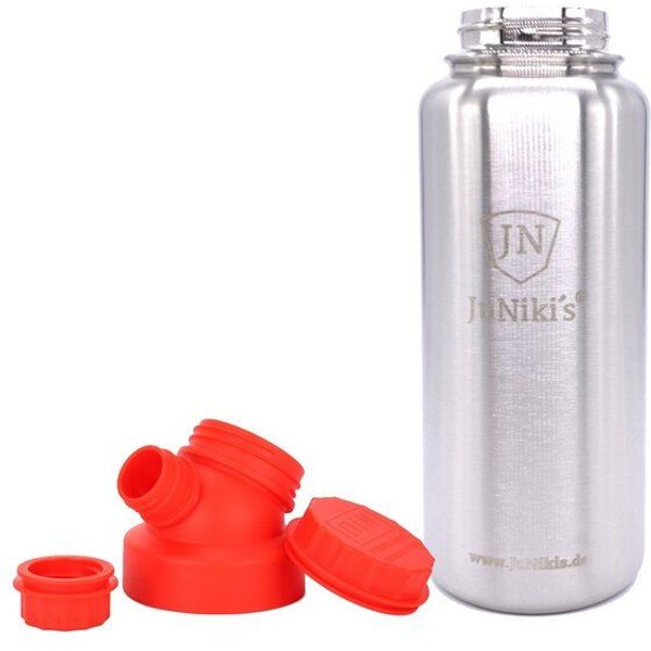 JN JuNiki's JuNiki`s isolierte Edelstahl Trinkflasche 1 Liter mit Double Neck Deckel