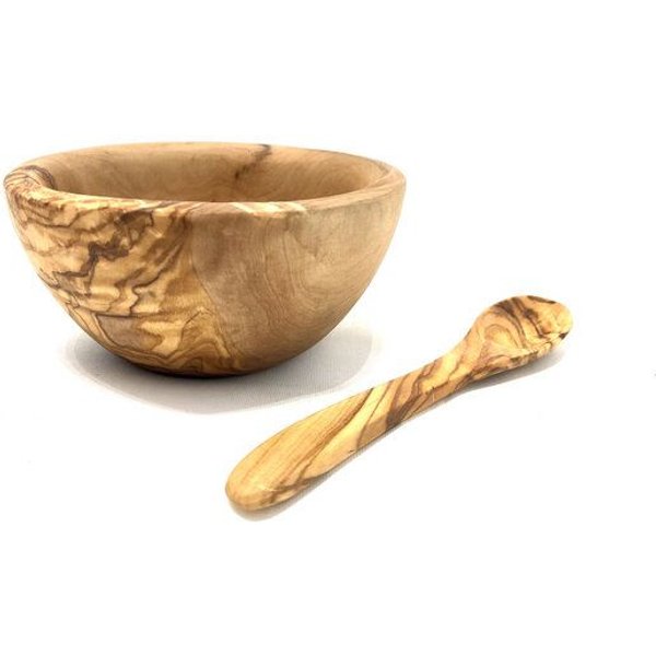Olivenholz erleben Babybreischale Ø 12 cm rund fein geschliffen aus Olivenholz