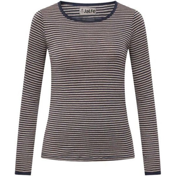 Jalfe Longsleeve Wolle schmal geringelt melange