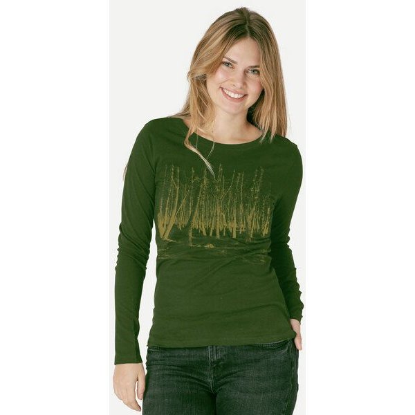 Peaces.bio - handbedruckte Biomode Damen Langarmshirt Woodland