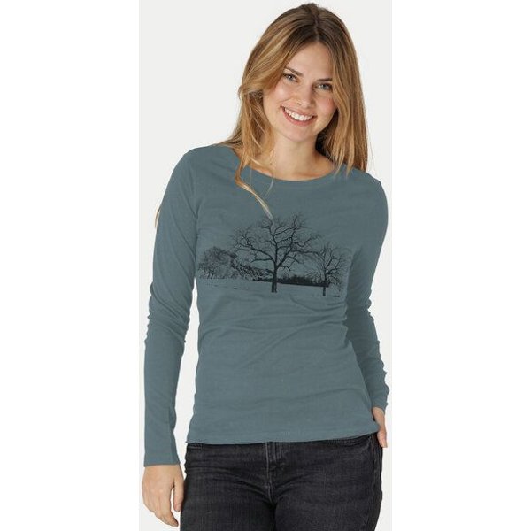 Peaces.bio - handbedruckte Biomode Damen Langarmshirt Landscape