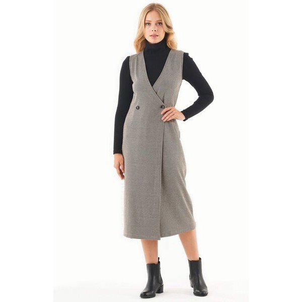 ORGANICATION Kleid aus Bio-Baumwolle-Mix mit Hahnentrittmuster