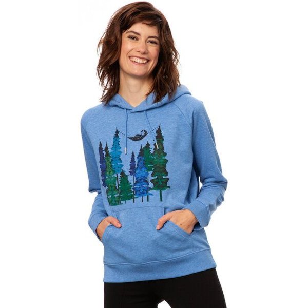 FellHerz Damen Hoodie Wood Girl blue melange aus 85% Biobaumwolle und 15% recyceltem Polyester