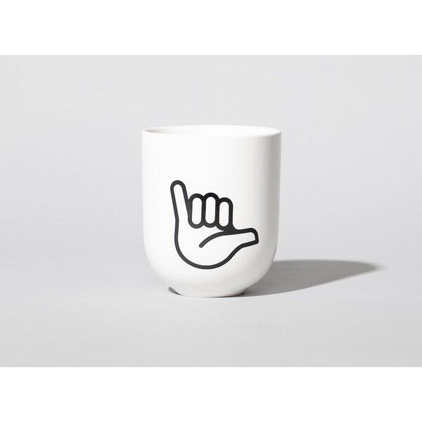 Fyngers Handgemachter Becher aus Porzellan - Modell HANG LOOSE - Füllmenge 330ml - Mattlasur