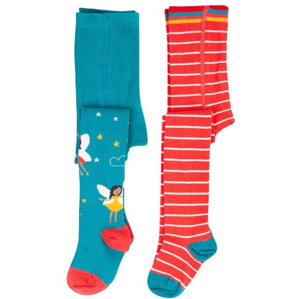 Frugi Warme Kinder Strumpfhosen im 2er-Pack aus Biobaumwolle