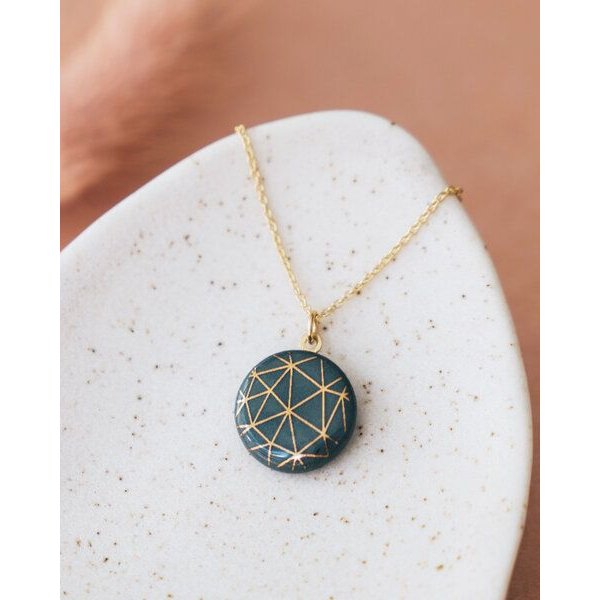 lille mus Halskette mit Porzellananhänger GEO Porzellanschmuck