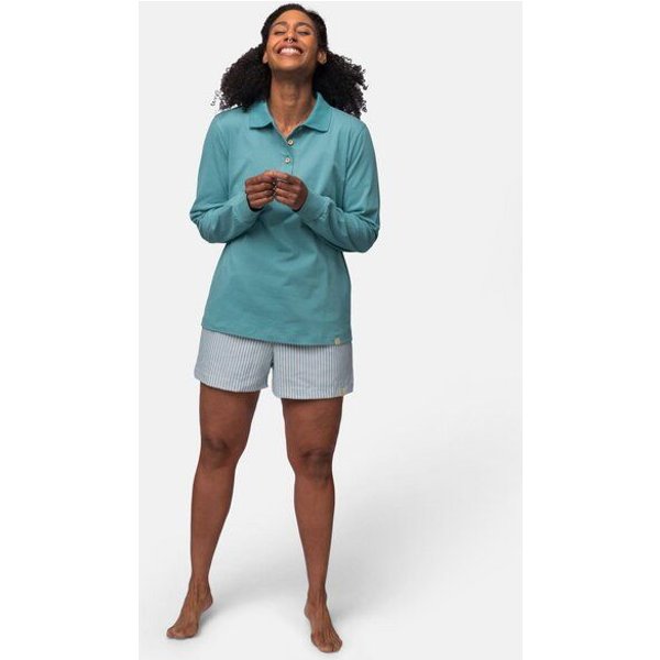 greenjama Damen Langarm-Shirt mit Polo-Kragen, GOTS-zertifiziert