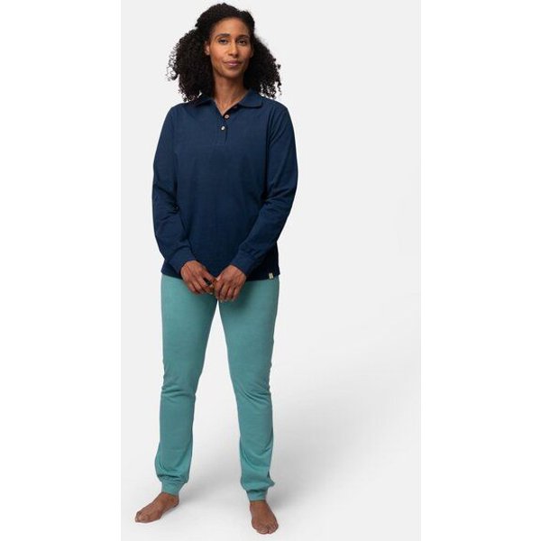 greenjama Damen Langarm-Shirt mit Polo-Kragen, GOTS-zertifiziert