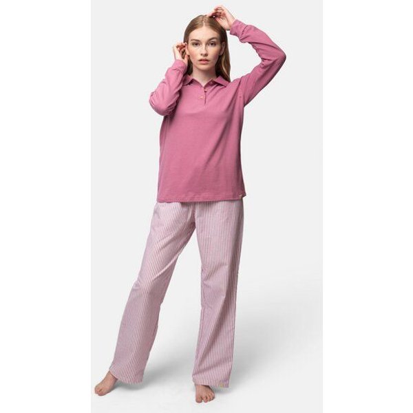 greenjama Damen Langarm-Shirt mit Polo-Kragen, GOTS-zertifiziert