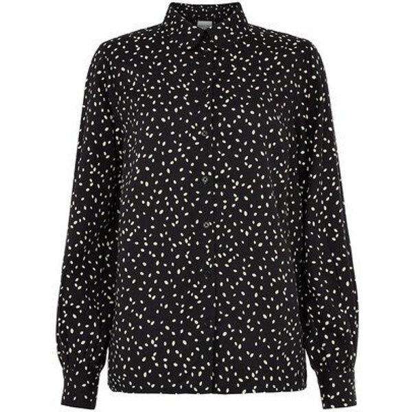People Tree Schwarze Bluse mit Blätterdruck - Catherine