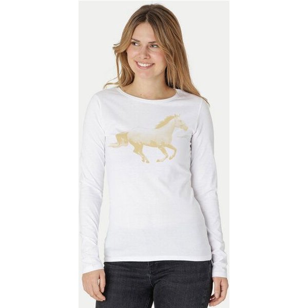 Peaces.bio - handbedruckte Biomode Bio-Damen-Langarmshirt Horsepower