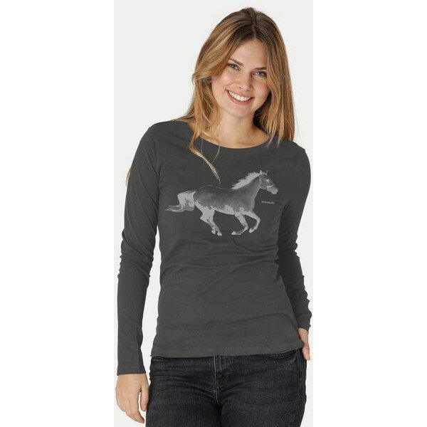 Peaces.bio - handbedruckte Biomode Bio-Damen-Langarmshirt Horsepower