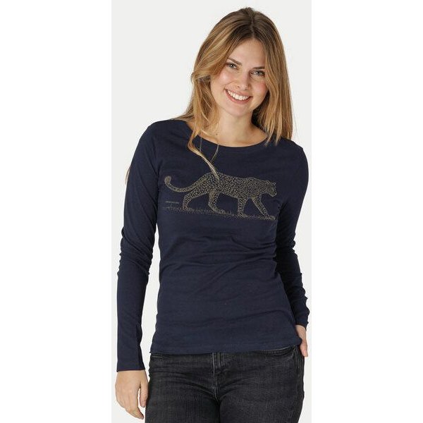 Peaces.bio - handbedruckte Biomode Bio-Damen-Langarmshirt Leopard