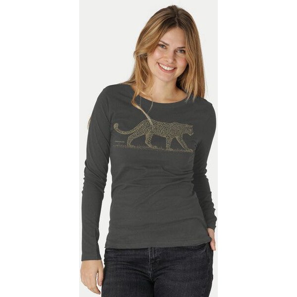Peaces.bio - handbedruckte Biomode Bio-Damen-Langarmshirt Leopard