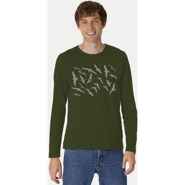 Peaces.bio - handbedruckte Biomode Bio-Herren-Langarmshirt Möwen