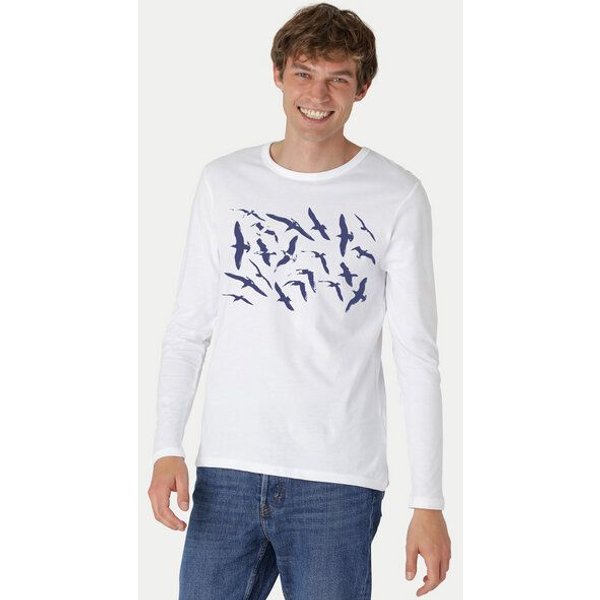 Peaces.bio - handbedruckte Biomode Bio-Herren-Langarmshirt Möwen