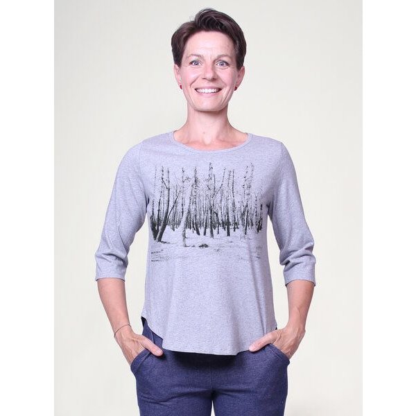 Peaces.bio - handbedruckte Biomode Dreiviertelarm-Shirt Woodland