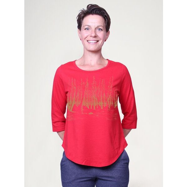 Peaces.bio - handbedruckte Biomode Dreiviertelarm-Shirt Woodland