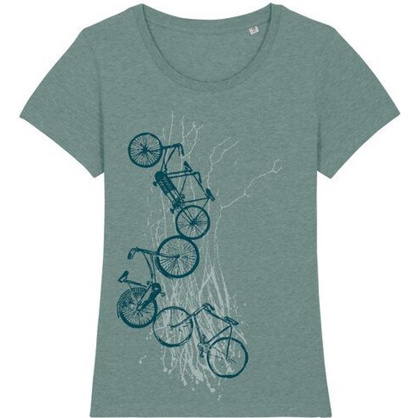 Spangeltangel Frauenshirt "Fahrräder", bedruckt, Siebdruck, sportlich, Bio-Baumwolle