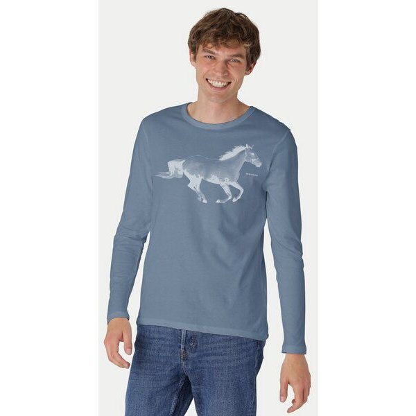 Peaces.bio - handbedruckte Biomode Bio-Herren-Langarmshirt Horsepower