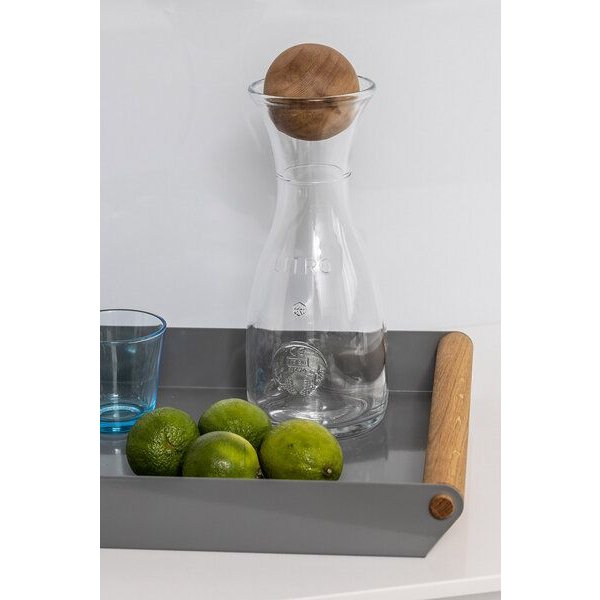 kleiderleiter_de Serviertablett | Design-Tablett Helga - Retro Hipster Eiche Alu