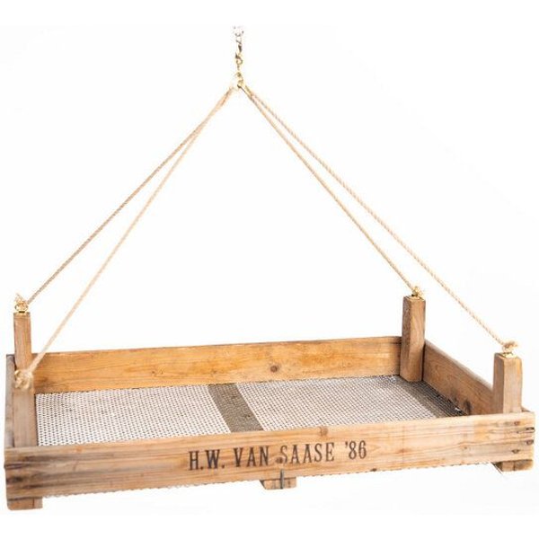 Die Stadtgärtner Upcycling Hängeampel aus rustikalem Zwiebelsieb (Maße: 75 x 51 x 9 cm)