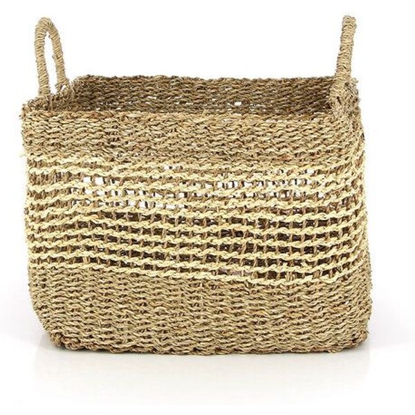 GLOBO Fair Trade Seegraskorb SEN Palmblatt und Seegras, 20-40cm, quadratisch mit Griffen
