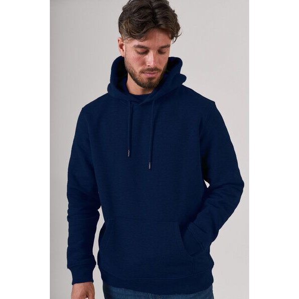 Kultgut Hochwertiger flauschiger Kapuzenpullover/ blaumeliert