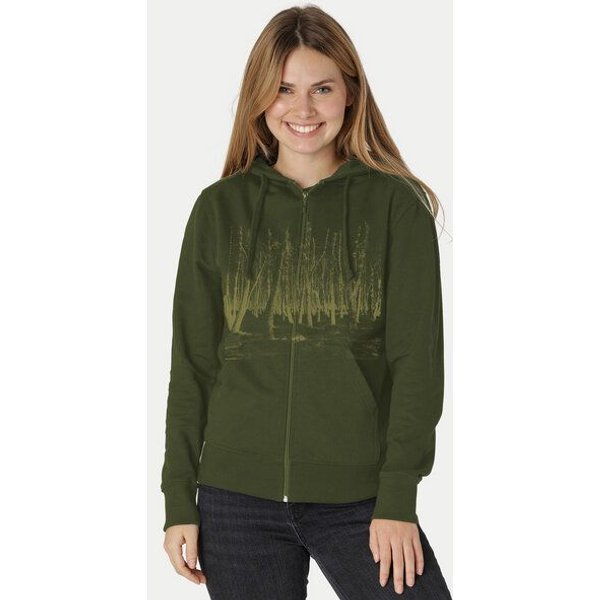 Peaces.bio - handbedruckte Biomode Zip-Hoodie Woodland Damen