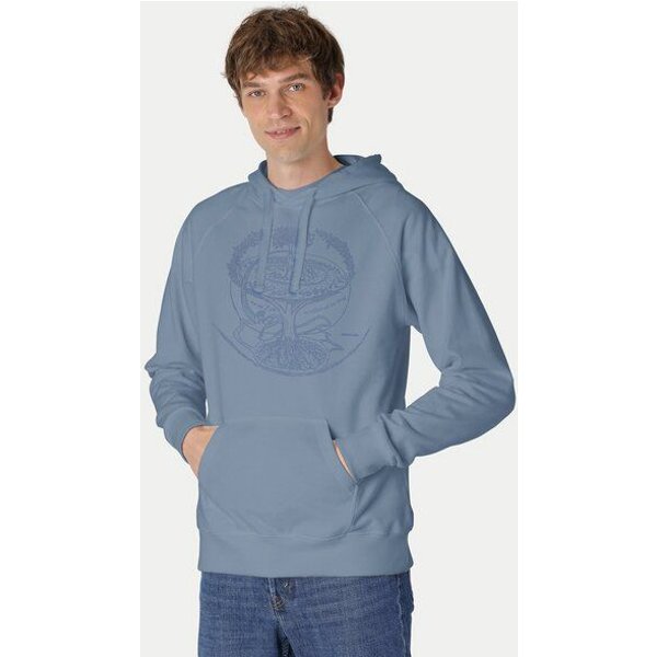 Peaces.bio - handbedruckte Biomode Bio-Herren-Kapuzensweater "Weltenesche"