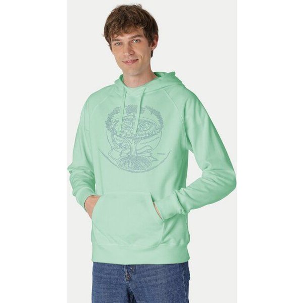 Peaces.bio - handbedruckte Biomode Bio-Herren-Kapuzensweater "Weltenesche"