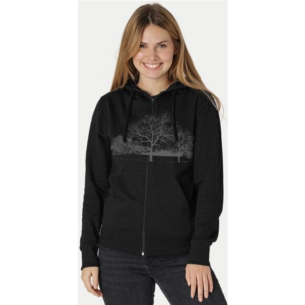 Peaces.bio - handbedruckte Biomode Zip-Hoodie Landscape Damen