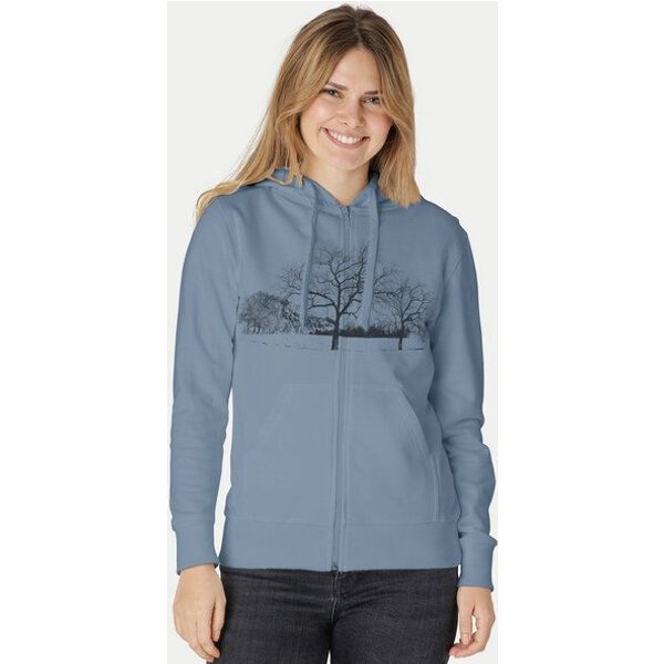 Peaces.bio - handbedruckte Biomode Zip-Hoodie Landscape Damen