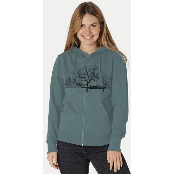Peaces.bio - handbedruckte Biomode Zip-Hoodie Landscape Damen