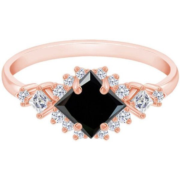 Eppi Perfekter Ring mit schwarzem Diamanten und Moissaniten Medrie