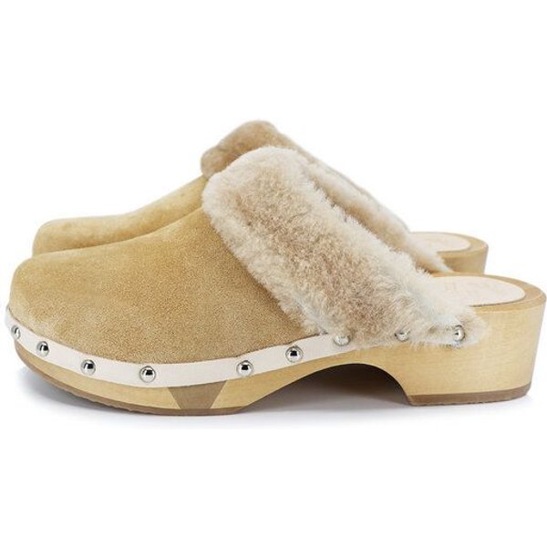 CLARA - flexible Sohle mit kuscheligem Fellrand - Premium Holz Clogs von me&myClogs - low heel