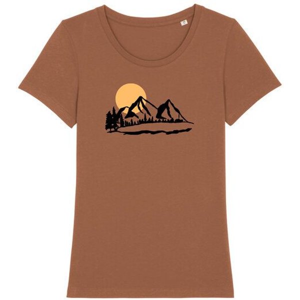 Spangeltangel T-Shirt "Bergluft", Berge, Siebdruck, für Frauen, Berglandschaft, bedruckt, Biobaumwolle